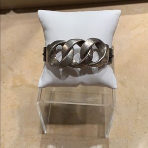 Silver and leather bracelet